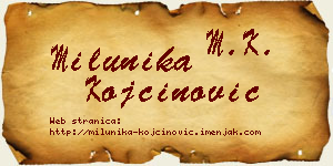 Milunika Kojčinović vizit kartica
